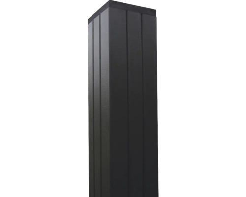 ELEPHANT Paal Modular met kap aluminium antraciet 68x68 mm x 270 cm Donkere bijzettafel met verticale panelen