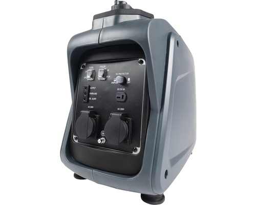 Stroomgenerator met twee AC 230 volt stopcontacten en een DC 12 volt aansluiting