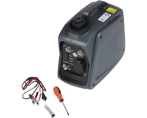 Stroomgenerator met accessoires zoals schroevendraaier en klemmenkabel