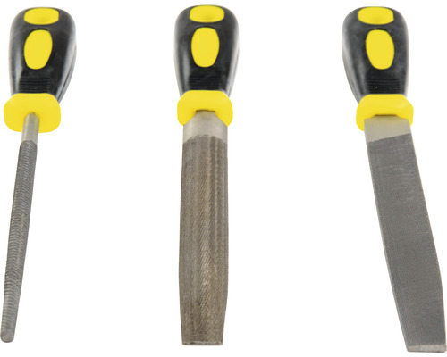 Drie vijlen met handgrepen
