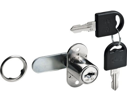 HETTICH Cilinder hefboomslot Ø 18 mm staal vernikkeld (deurdikte max. 19 mm) Meubelslot met twee sleutels en sluitring