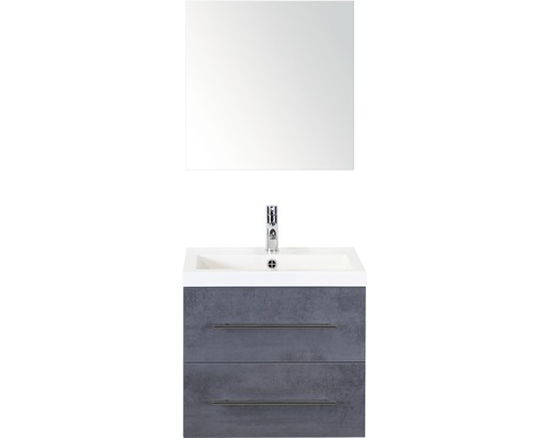 Badkamermeubelset Straight 60 cm kunststeen wastafel incl. spiegelkast beton antraciet