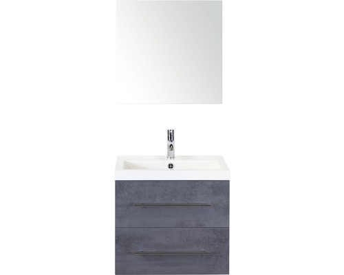Badkamermeubelset Straight 60 cm kunststeen wastafel incl. spiegel beton antraciet