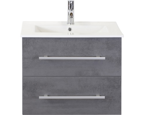 SANOX Badkamermeubelset Stretto met wastafel 61 cm beton antraciet Wastafelonderkast met twee laden en wastafel