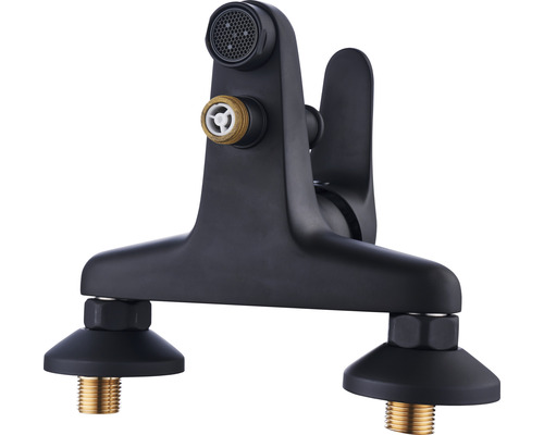 Zwarte badkraan voor wandmontage met doucheaansluiting