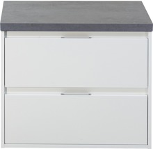Badkamerkast met twee laden en een stenen blad