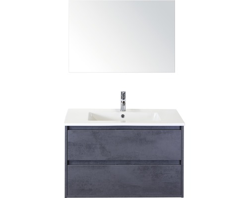 SANOX Badkamermeubelset Porto met spiegel en wastafel 91 cm beton antraciet