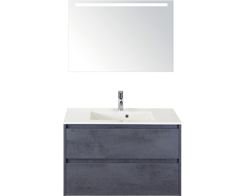 SANOX Badkamermeubelset Porto met LED lichtspiegel en wastafel 90,5 cm beton antraciet SANOX Badkamermeubelset Porto met LED lichtspiegel en wastafel 90,5 cm beton antraciet