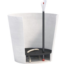 Dwarsdoorsnede van een bloempot met irrigatiesysteem