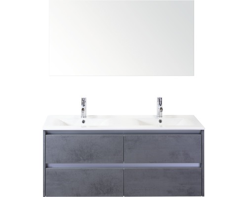 Badkamermeubelset Dante 120 cm keramische wastafel incl. spiegel beton antraciet
