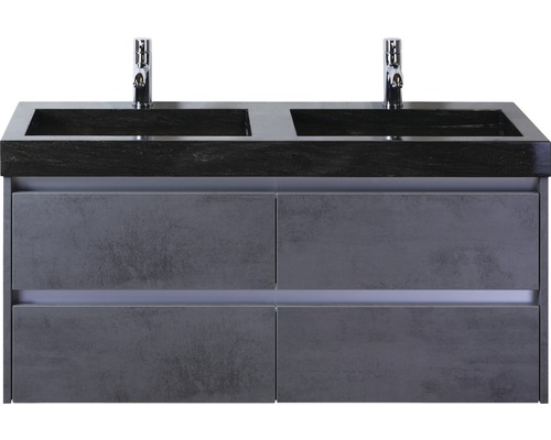 Badkamermeubel Dante 120 cm natuurstenen wastafel beton antraciet