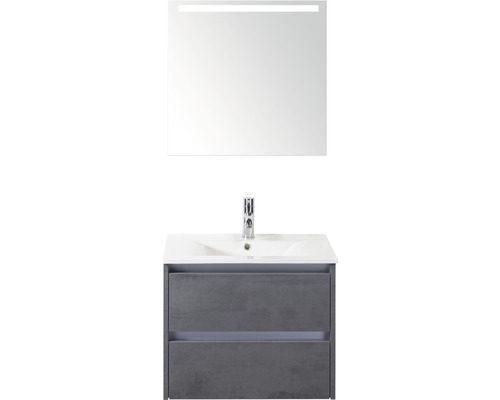 SANOX Badkamermeubelset Dante met LED lichtspiegel en wastafel met één kraangat 61 cm beton antraciet SANOX Badkamermeubelset Dante met LED lichtspiegel en wastafel met één kraangat 61 cm beton antraciet