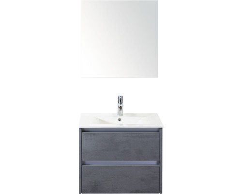 Badkamermeubelset Dante 60 cm keramische wastafel incl. spiegelkast beton antraciet