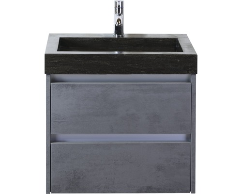 SANOX Badkamermeubelset Dante met zwarte wastafel met één kraangat 61 cm beton antraciet SANOX Badkamermeubelset Dante met zwarte wastafel met één kraangat 61 cm beton antraciet