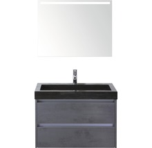 Wastafel met onderkast en verlichte spiegel voor de badkamer