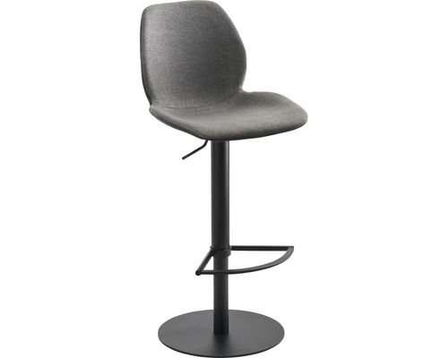 Grijze, in hoogte verstelbare barkruk met voetensteun