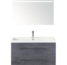 Wastafelcombinatie met LED spiegel en twee lades