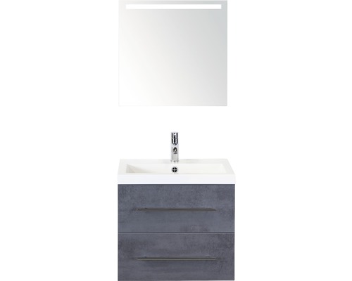 Badkamermeubelset Straight 60 cm incl. spiegel met verlichting beton antraciet