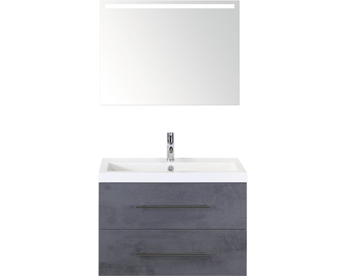 Badkamermeubelset Straight 80 cm incl. spiegel met verlichting beton antraciet
