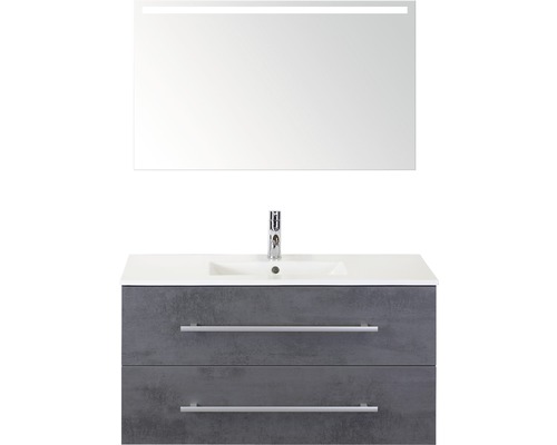 Badkamermeubelset Stretto 100 cm incl. spiegel met verlichting beton antraciet