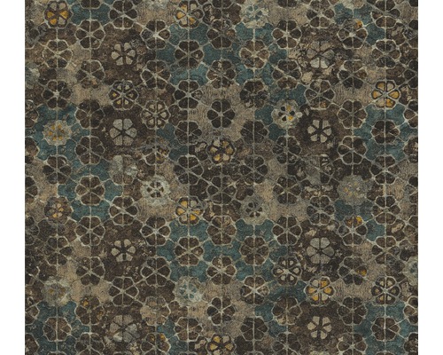 A.S. CRÉATION Vliesbehang 37391-1 New Walls mozaiek groen/bruin Decoratief vinylbehang met bloemmotief