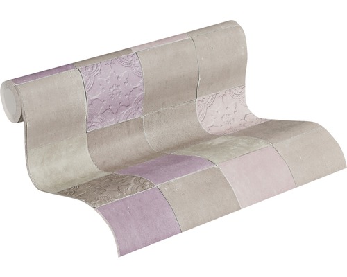 Behangrol met patchworkmotief