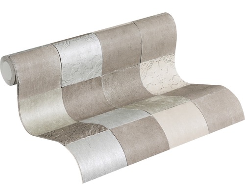 Behangrol met vierkant patchworkpatroon