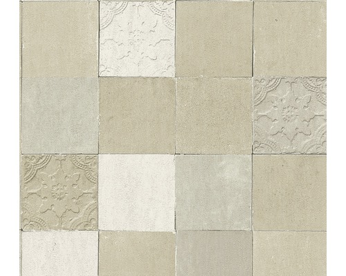 A.S. CRÉATION Vliesbehang 37406-4 New Walls tegels beige Tegelpatroon met geometrische en florale designs