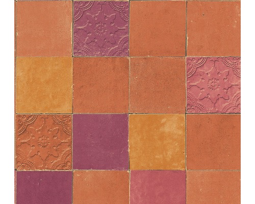 A.S. CRÉATION Vliesbehang 37406-5 New Walls tegels terracotta Vierkante vloertegels met patroon