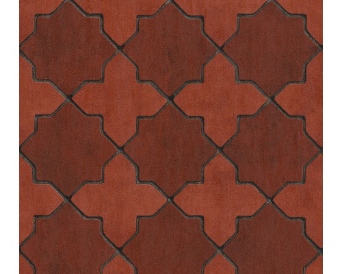 A.S. CRÉATION Vliesbehang 37421-1 New Walls tegels rood Koppelstenen in stervormig patroon