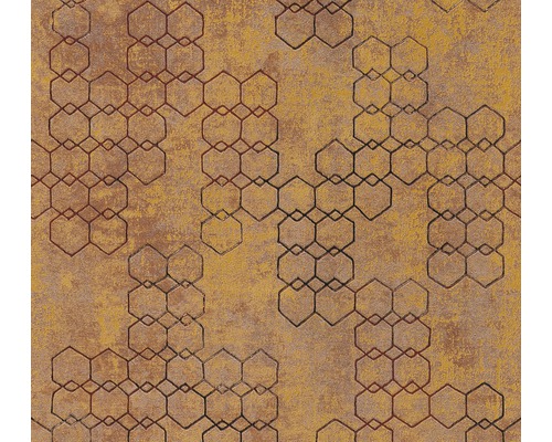 A.S. CRÉATION Vliesbehang 37424-3 New Walls grafisch koper Behang met zeshoekig patroon