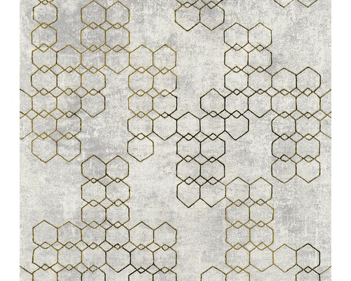 A.S. CRÉATION Vliesbehang 37424-4 New Walls grafisch lichtgrijs Behang met zeshoekig patroon