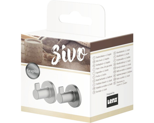 Verpakking met twee grafietkleurige handdoekhaken