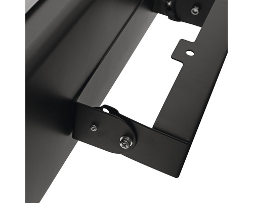 Detailopname van een zwarte lamp met bevestigingsmaterialen