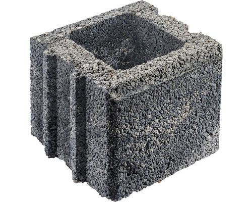 LUSIT Muursteen Bellamur grijs antraciet gemêleerd 25 x 25 x 20 cm Grijze betonnen plantenbaksteen