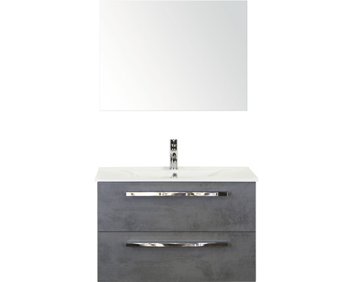 SANOX Badkamermeubelset Seville met spiegel en wastafel met één kraangat 81 cm beton antraciet SANOX Badkamermeubelset Seville met spiegel en wastafel met één kraangat 81 cm beton antraciet