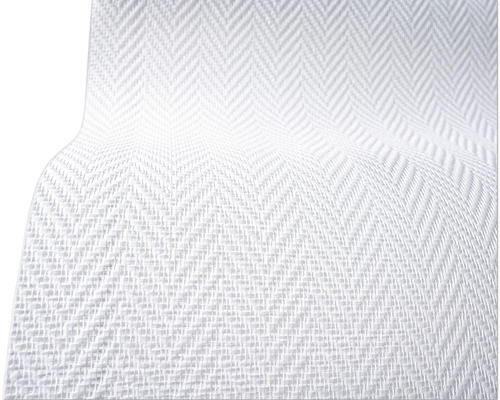 LECO Glasweefselbehang 175 gr/m² visgraat licht wit 1x50 m Close-up van een textiel met visgraatmotief