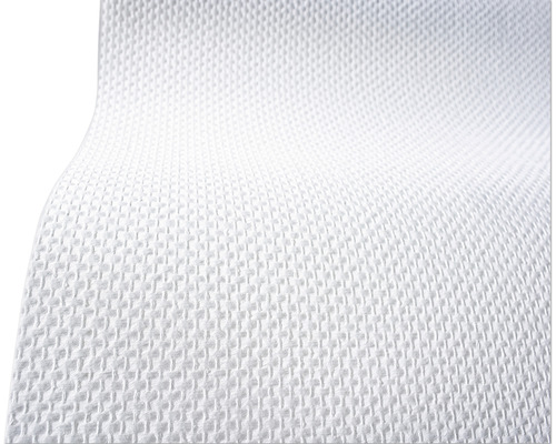 LECO Glasweefselbehang 200 gr/m² grof/dubbel wit 1x50 m Close-up van een gestructureerde, witte poetsdoek