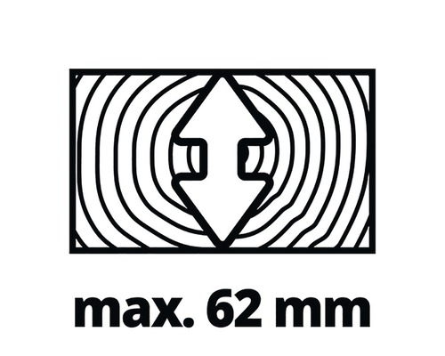 Maximale houtdikte 62 millimeter