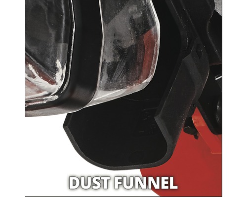 Stofafzuiging van een schuurmachine in detail.