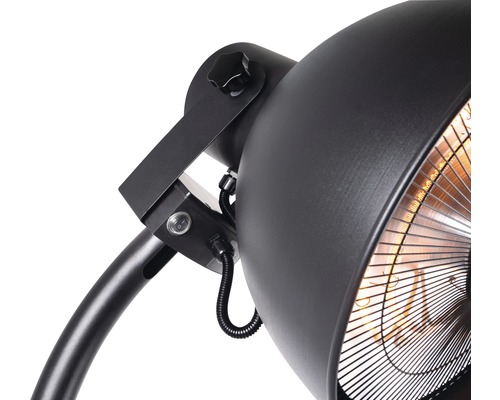 Gedetailleerd beeld van een zwarte terrasverwarmer
