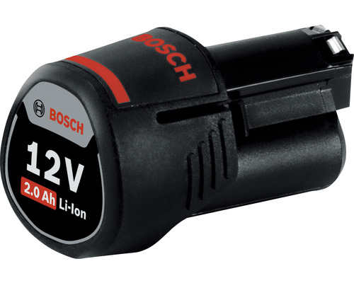 Bosch Logo. 12 volt 2.0 ampère-uur lithium-ionaccu.