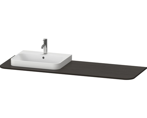 DURAVIT Wastafelblad met uitsparing linkerkant Happy D.2 Plus geborsteld walnoot 160x55x1,6 cm