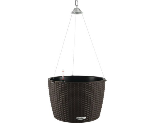 LECHUZA All-in-One Set Hangpot Cottage Nido Kunststof bruin Ø 35 cm H 23 cm Hangpot met irrigatiesysteem en temperatuurweergave