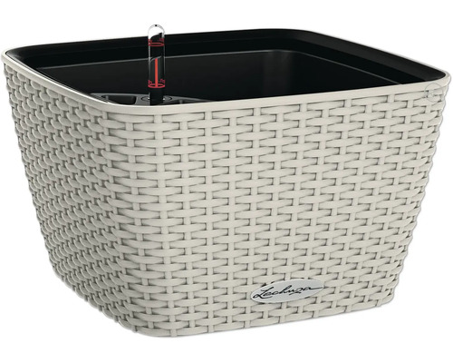 LECHUZA All-in-One Set Plantenbak Cottage Bacino Kunststof bruin Ø 30 cm H 18 cm Vierkante Lechuza plantenbak met bewateringssysteem