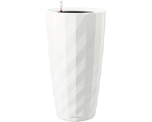 LECHUZA All-in-One Set Bloempot Premium Diamanta Kunststof wit Ø 41 cm H 77 cm Hoge, witte plantenbak met irrigatiesysteem