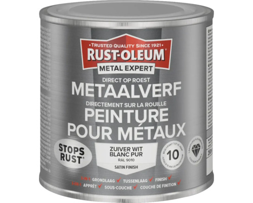RUST-OLEUM Metal Expert Metaalverf direct op roest zijdeglans RAL 9010 wit 250 ml