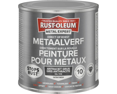 RUST-OLEUM Metal Expert Metaalverf direct op roest zijdeglans RAL 7016 antracietgrijs 250 ml