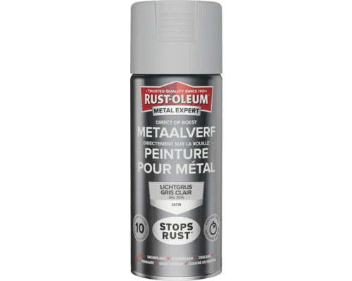 RUST-OLEUM Metal Expert Metaalverf direct op roest zijdeglans RAL 7035 lichtgrijs 400 ml