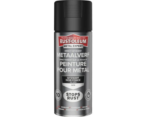 RUST-OLEUM Metal Expert Metaalverf direct op roest zijdeglans RAL 9005 gitzwart 400 ml RUST-OLEUM Metal Expert Metaalverf direct op roest zijdeglans RAL 9005 gitzwart 400 ml
